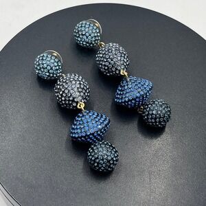 J. Crew Cobalt Blue Rhinestone Pave Resin Statement Crystal‎ Dangle Earrings
